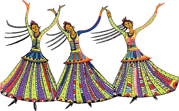 Vector illustration of Three dancers