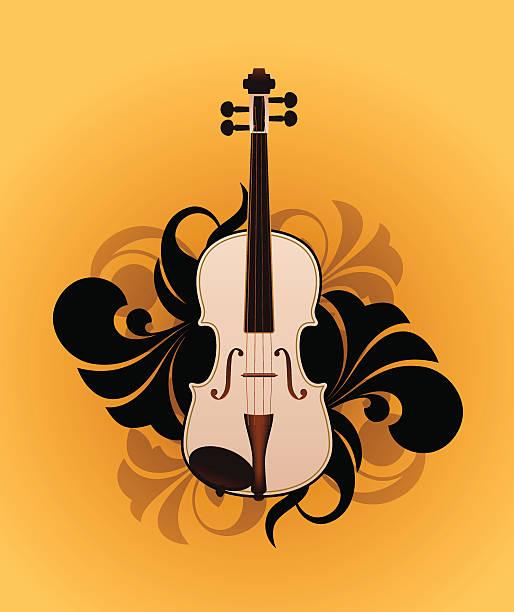 White violin vector art illustration