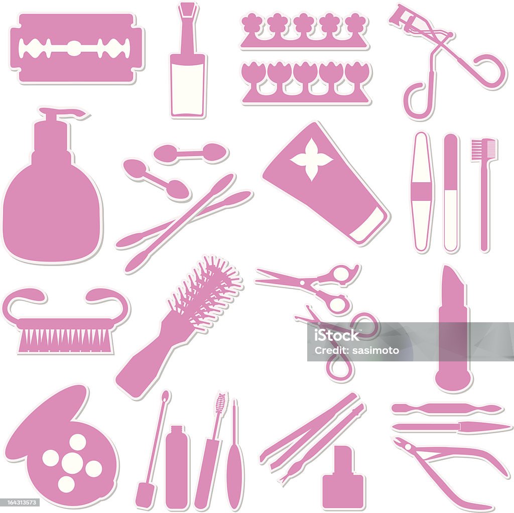 Silhouette de la beauté-outils, produits cosmétiques (vecteur ensemble#2 - clipart vectoriel de Baume à lèvres libre de droits