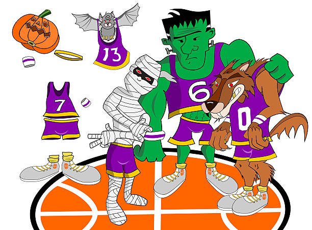 illustrations, cliparts, dessins animés et icônes de hallow équipe de basket-ball - holiday halloween holidays and celebrations basket