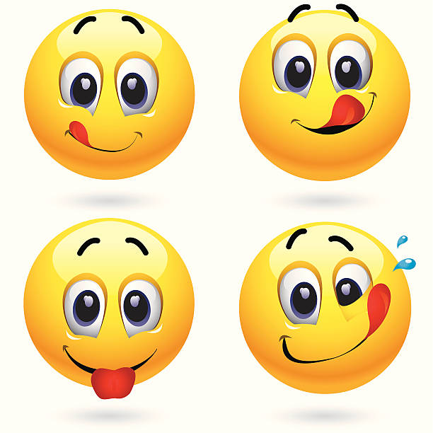 Smiley ball Smiley ball in temptation of tasting sweets pics of a bewitched stock illustrations