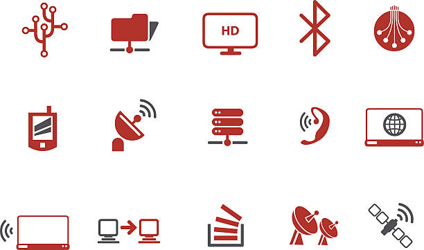 Wi-fi Icon Set Vector icons pack - Red Series, wi-fi collection access point router stock illustrations