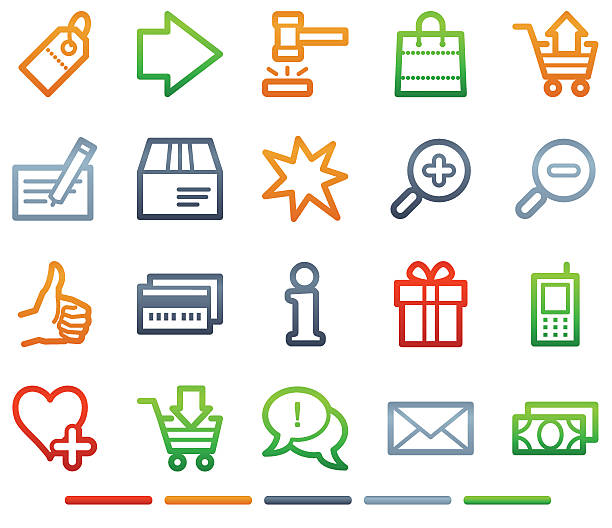 Shopping web ícones, símbolos série de cores - ilustração de arte vetorial