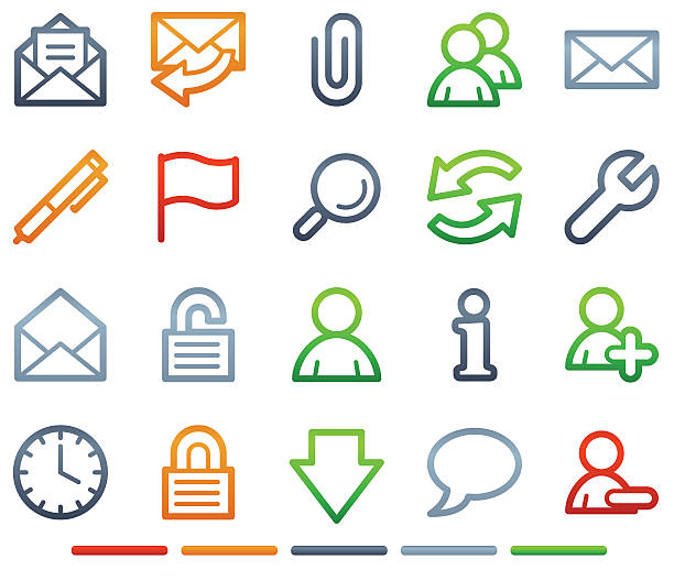 E-mail web ícones, símbolos série de cores - ilustração de arte vetorial