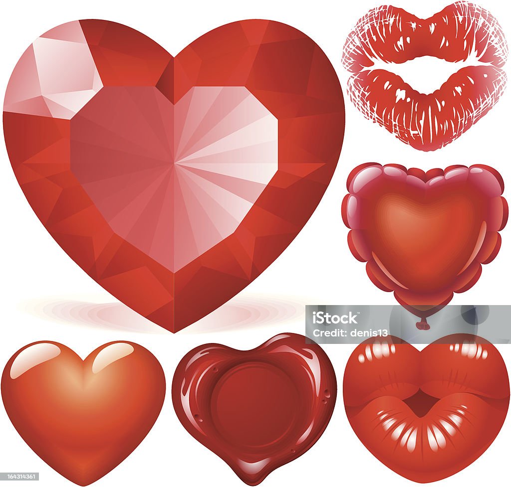 Conjunto de vectores de corazones rojo - arte vectorial de Amor - Sentimiento libre de derechos