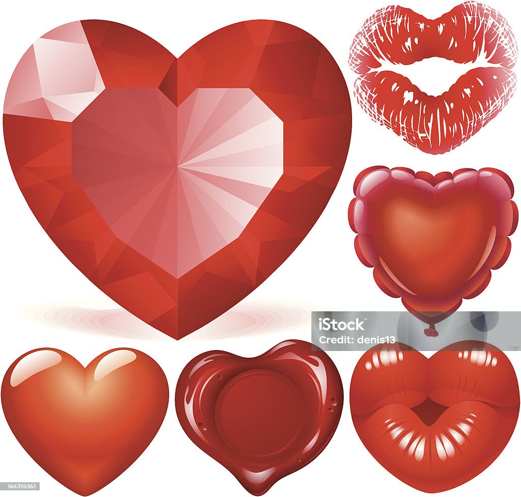 Wektor zestaw czerwone serca - Grafika wektorowa royalty-free (Balon)