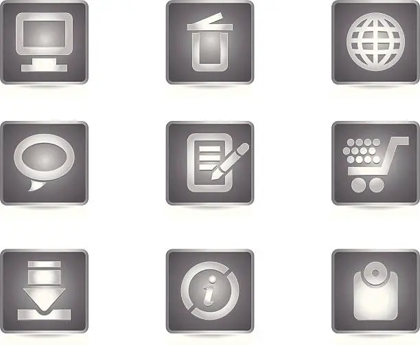 Vector illustration of Gray Icon Set - Website and Internet Buttons