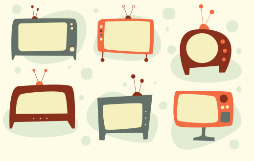 Six retro-style televisions in vectors.