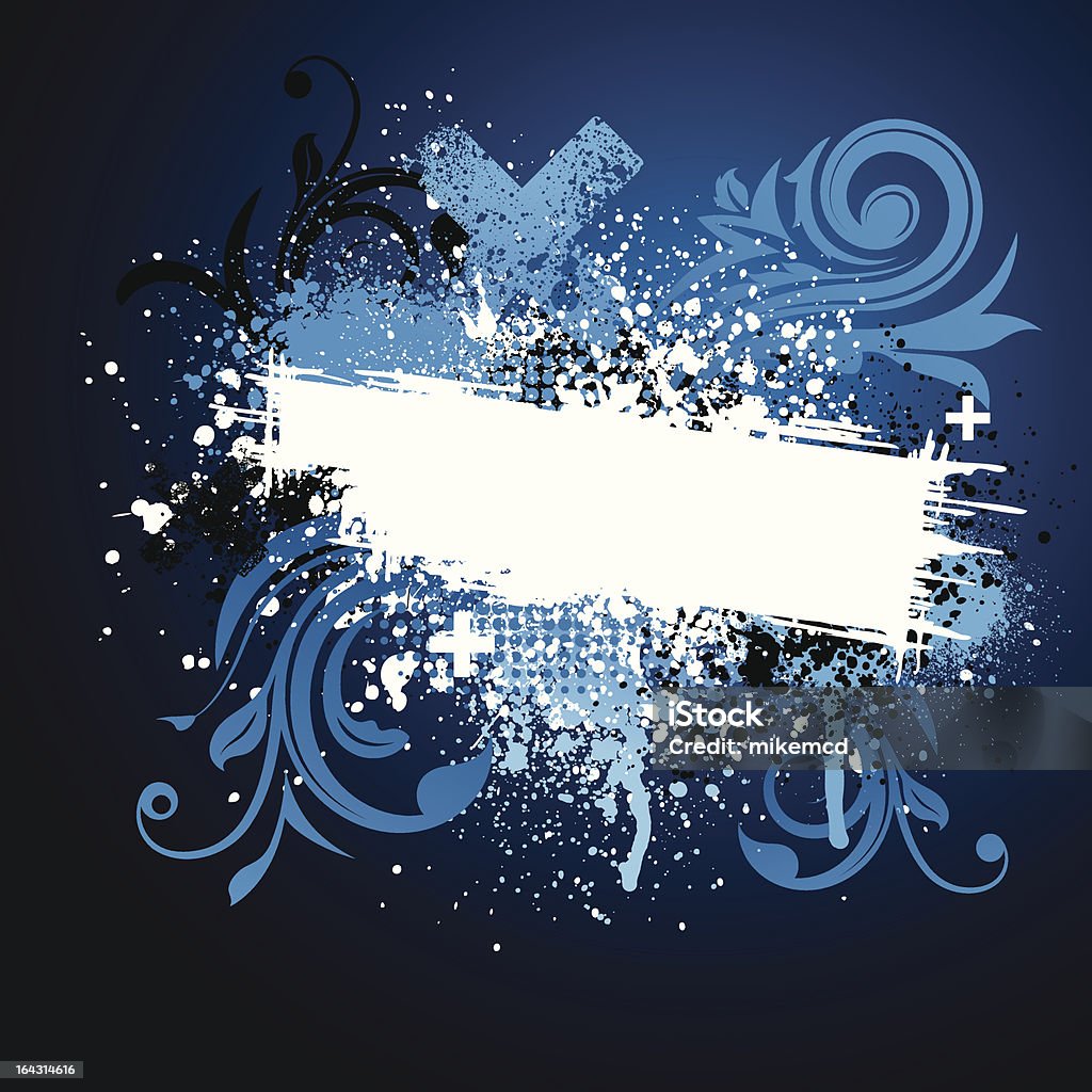 Black and blue floral grunge Black and blue floral grunge paint splatter background. Abstract stock vector