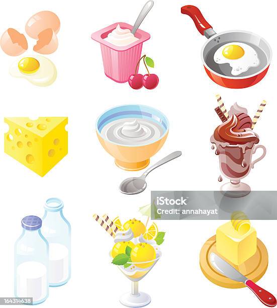 Diário Conjunto De Ícones - Arte vetorial de stock e mais imagens de Batido - Modo de Preparação de Comida - Batido - Modo de Preparação de Comida, Manteiga, Vetor