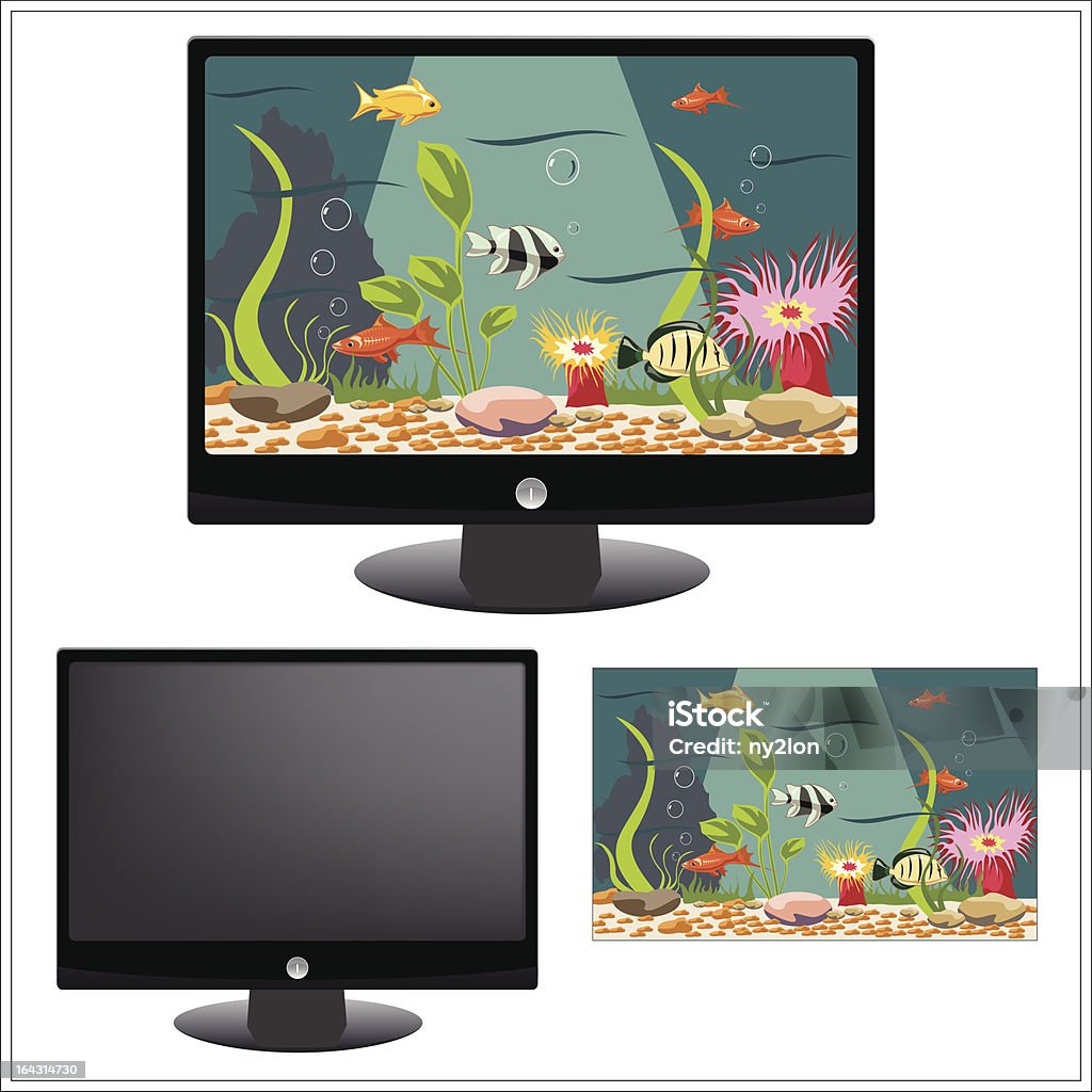 Fish tank-Desktop auf dem LCD-Bildschirm - Lizenzfrei Bildschirmschoner Vektorgrafik