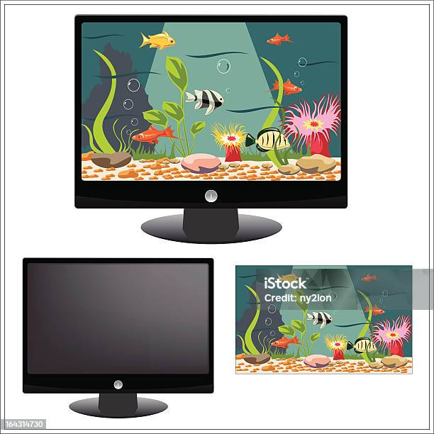 Fish Tankdesktop Auf Dem Lcdbildschirm Stock Vektor Art und mehr Bilder von Bildschirmschoner - Bildschirmschoner, Breitwand, Comic - Kunstwerk