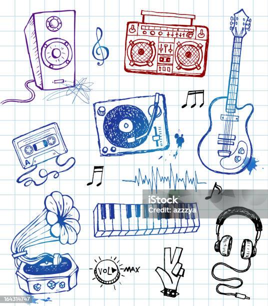 Music Equipment Illustrations Stock Illustration - Download Image Now - Audio Cassette, Compact Disc, Doodle