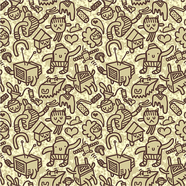 seamless doodle background vector art illustration