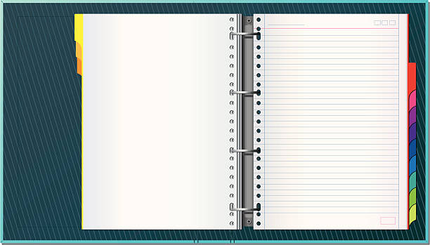 Open office binder with blank pages vector art illustration