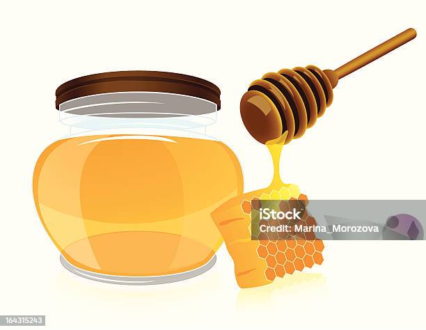 Miele - Immagini vettoriali stock e altre immagini di Alimentazione sana - Alimentazione sana, Arancione, Barattolo di vetro