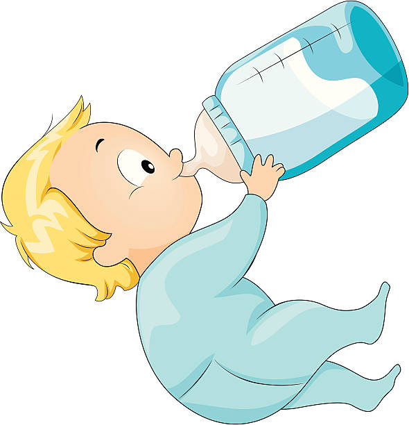 Baby Drinking Milk vector art illustration
