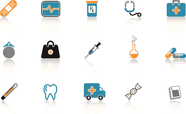 Medical Icon Set - Blue Set of medical icons. AI CS2 file included. medical vile stock illustrations