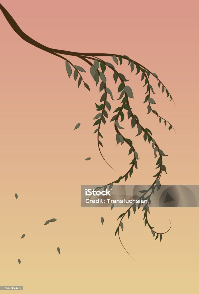 Weeping Willow tree branch background "Leaves, branch and background are on separate layers. Extra folder includes Illustrator CS2 AI and PDF files." Wind stock vector