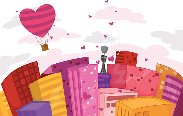 Heart City vector art illustration