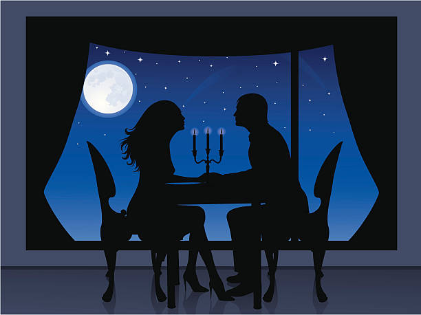 ロマンティックな眺めをご覧いただけます。 - romance dinner curtain women点のイラスト素材／クリップアート素材／マンガ素材／アイコン素材