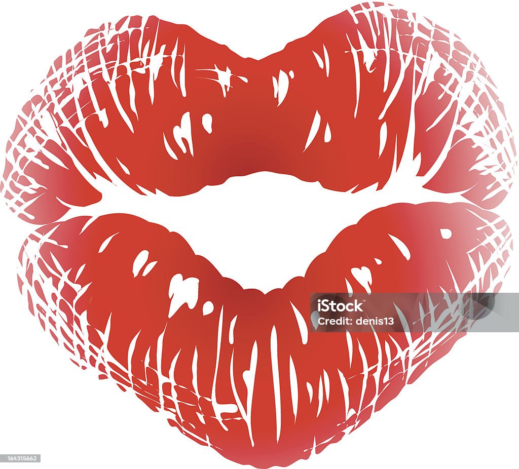 Kiss print in the shape of heart Human Lips stock vector