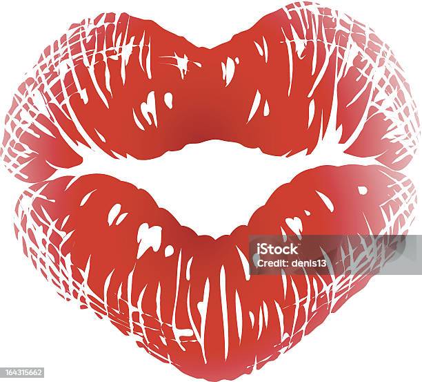 Kiss Print In The Shape Of Heart Stock Illustration - Download Image Now - Human Lips, Kissing, Lipstick Kiss