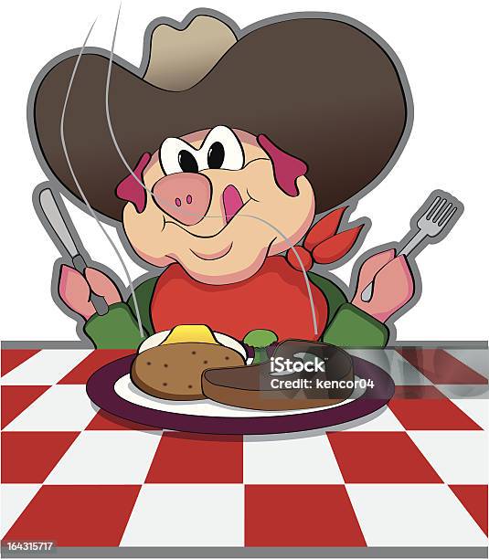 Cochon Cowboy Vecteurs libres de droits et plus d'images vectorielles de Aliment - Aliment, Anticipation, Assiette