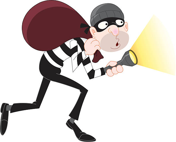 illustrazioni stock, clip art, cartoni animati e icone di tendenza di ladro - thief criminal carrying burglar