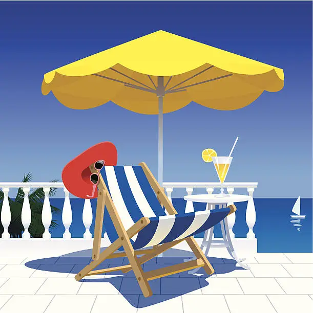 Vector illustration of Terrace with a sea-view