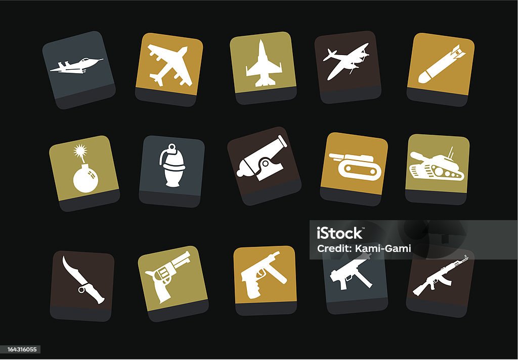 Zestaw ikon Broń - Grafika wektorowa royalty-free (AK-47)