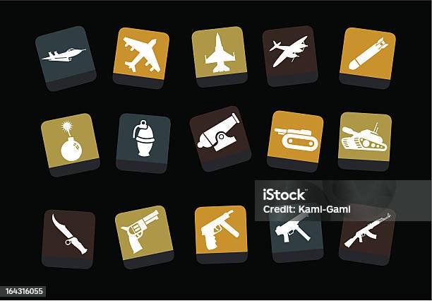 Zestaw Ikon Broń - Stockowe grafiki wektorowe i więcej obrazów AK-47 - AK-47, Bez ludzi, Białe tło