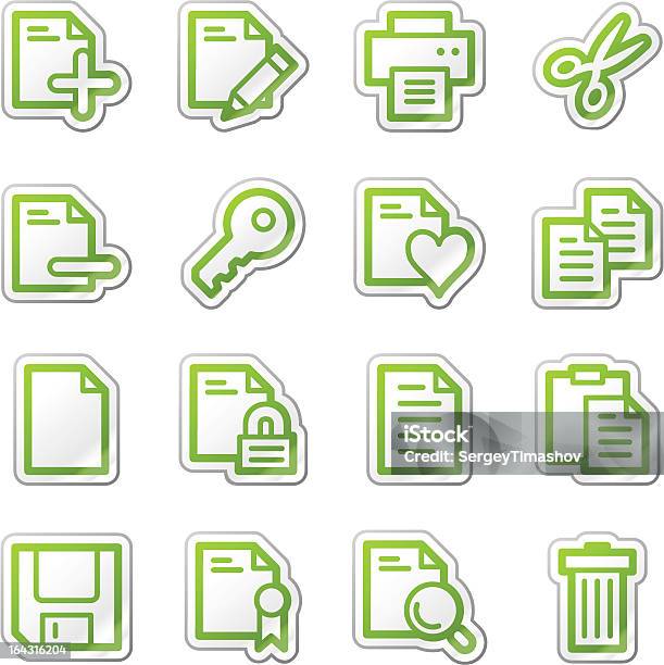 Vetores de Documento Web Ícones Verde Contorno Adesivo Series e mais imagens de Certidão