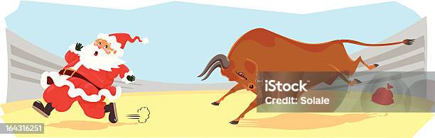 Funny Cartoon Displayed Santa On Corrida Stock Illustration - Download Image Now - Running, Santa Claus, Abstract