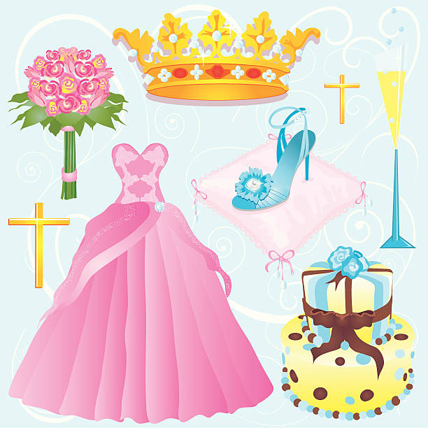 quinceanera-clip art-elemente - princess crown tiara prom stock-grafiken, -clipart, -cartoons und -symbole