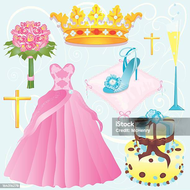 Quinceanera Clip Art Elements Stock Illustration - Download Image Now - Quinceanera, Dress, Mexican Culture