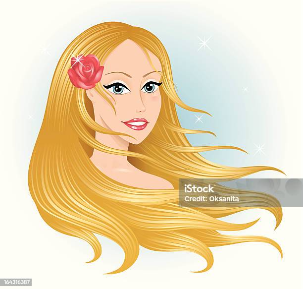 Frauenkopf Stock Vektor Art und mehr Bilder von Attraktive Frau - Attraktive Frau, Blondes Haar, Blume