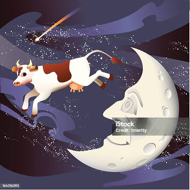 Cow Sprangen Über Den Mond Stock Vektor Art und mehr Bilder von Kinderreim - Kinderreim, Kuh, Schlafenszeit