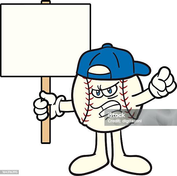 Baseball Maskotka Podczas Protestu - Stockowe grafiki wektorowe i więcej obrazów Baseball - Baseball, Czapka bejsbolowa, Dowcip rysunkowy