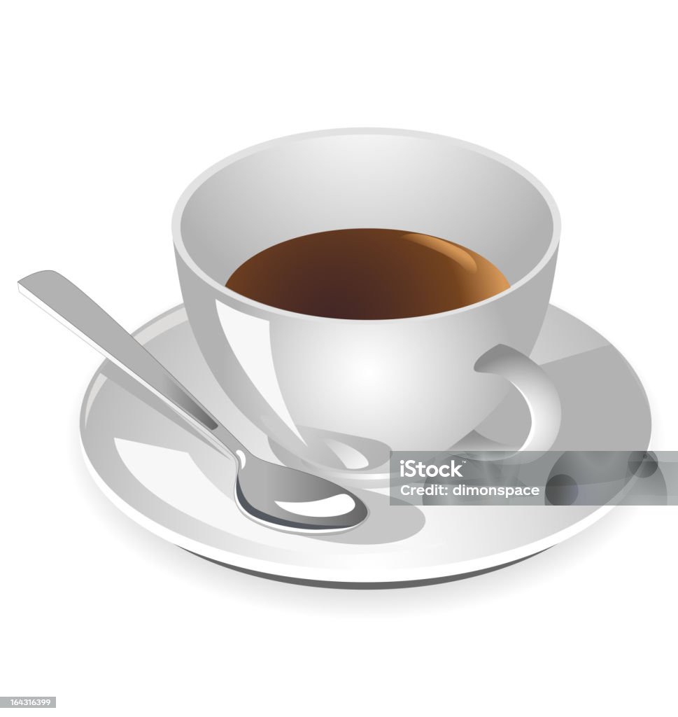 Filiżanka kawy z danie i Łyżka - Grafika wektorowa royalty-free (Bez ludzi)