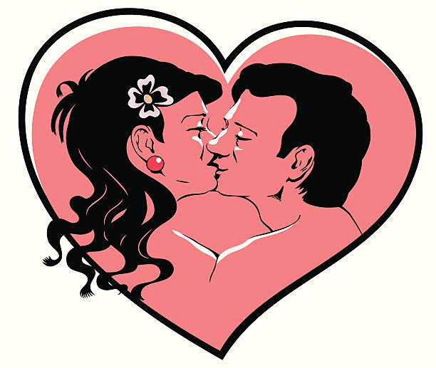 ilustrações de stock, clip art, desenhos animados e ícones de beijo - kissing bride profile single flower