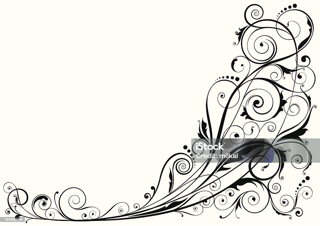 Swirl angle design "Detailed floral design ornaments, black colored.Each element easily ungroup and removable.ZIP contain Ai12, PDF and JPEG files." Abstract stock vector