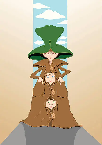 Vector illustration of Three little jokers