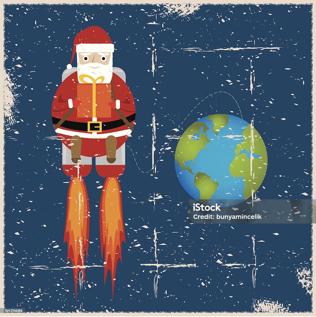 Grunge Santa Claus dans l'espace - clipart vectoriel de Fusée libre de droits