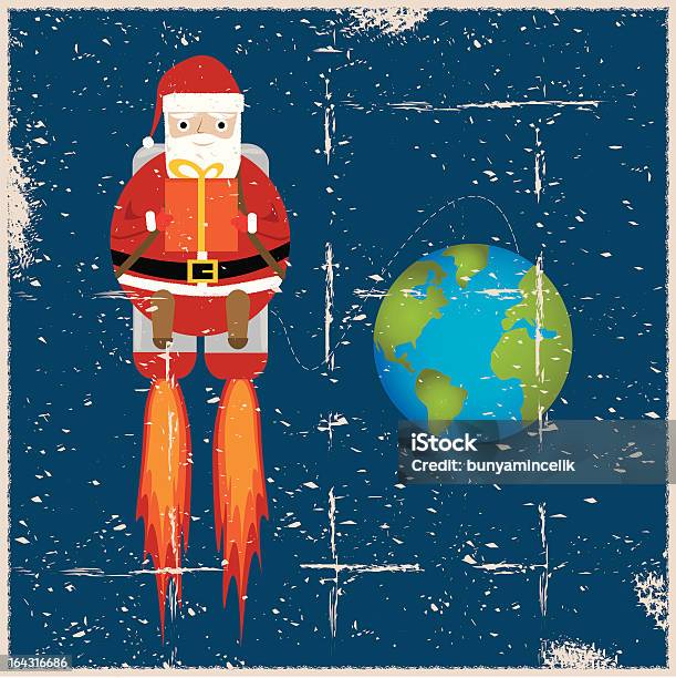 Grunge Santa Claus Dans Lespace Vecteurs libres de droits et plus d'images vectorielles de Fusée - Fusée, Père Noël, Ceinture - Accessoire