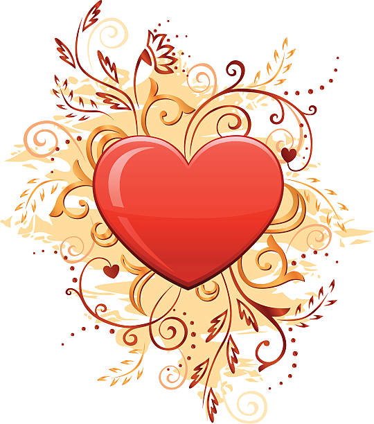 glamour herz mit blumen verzierten - ornate swirl heart shape beautiful stock-grafiken, -clipart, -cartoons und -symbole