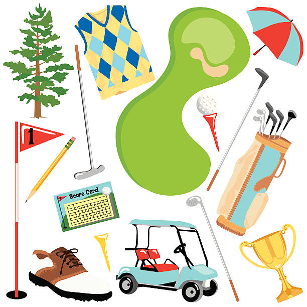 illustrations, cliparts, dessins animés et icônes de golf icônes clip art - pencil pine