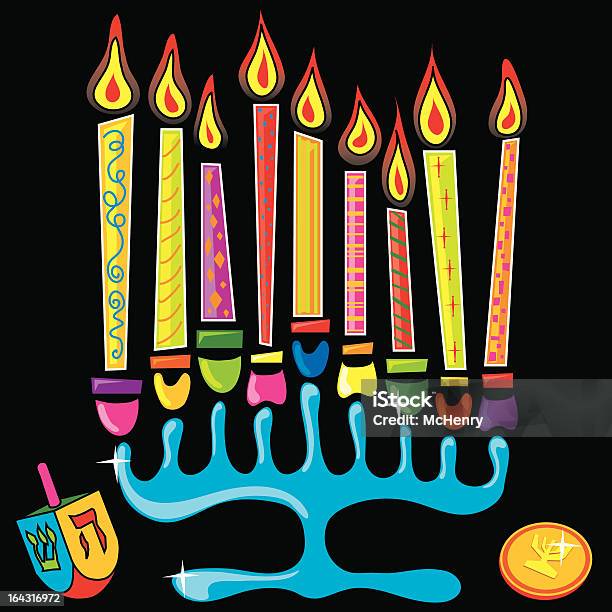 Glowing Menorah Stock Illustration - Download Image Now - Candle, Celebration Event, Chocolate Gelt