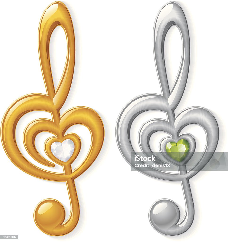 Chiave di violino a forma di cuore - arte vettoriale royalty-free di Argentato