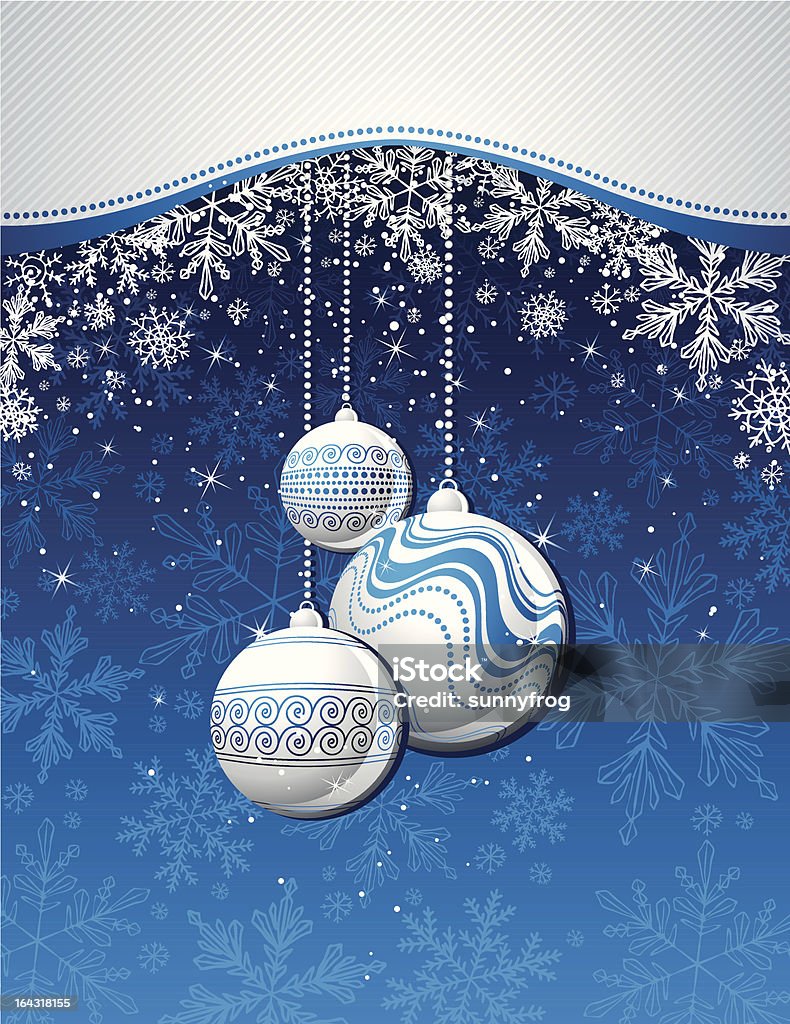 Fundo azul com bolas de Natal prata - Vetor de Abstrato royalty-free